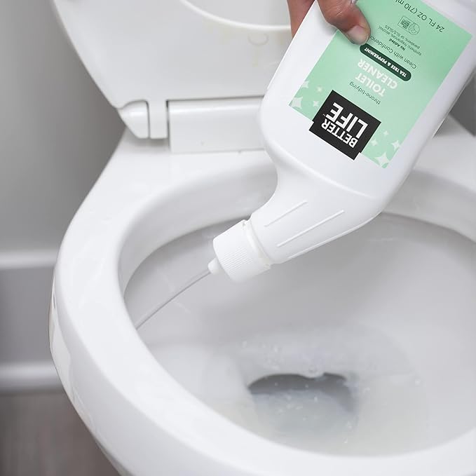 Better Life Toilet Bowl Cleaner, Plant-based, Stain & Odor Remover, Tea Tree & Peppermint Scent Cleaning Gel, Liquid Bathroom Cleaners for Household, 24 Oz, Pack of 2