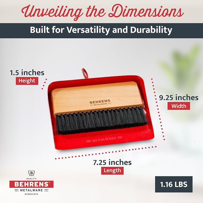 Behrens Red Galvanized Dustpan & Brush Set