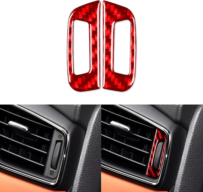 Red Real Carbon Fiber Trim for Nissan Rogue Accessories | for 2014-2020 / Rogue Sport 2017-2022 Air Outlet Vent Side Cover Sticker Interior Thick Overlay Decal