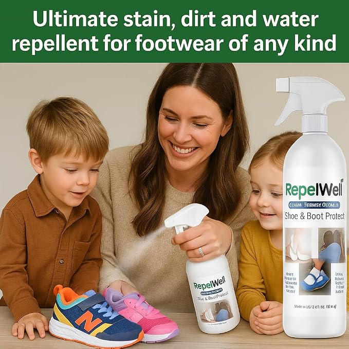 Non Toxic Shoe & Boot Protector Spray, Water & Stain Repellent, 12 oz | Helps repel water, mud, salt, dirt and everyday stains from shoes and boots.