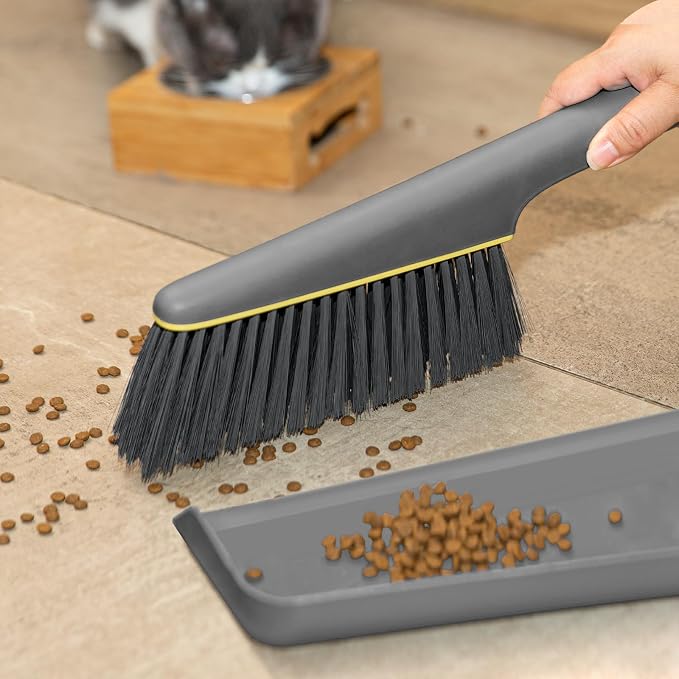 Lumkew Small Broom and Dustpan Set, Hand Mini Dust-Pan and Brush,1 Pcs Gray | Handheld, Portable, Compact