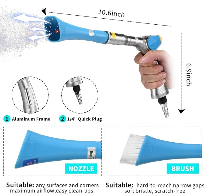 GOCCIDA Car Detailing Gun High Pressure Tornado Dry Cleaning Gun | Vortex Air Cleaning Gun,Pro Auto Detailing Tool for Deep Cleaning Interiors & Exteriors Uses Air Compressor