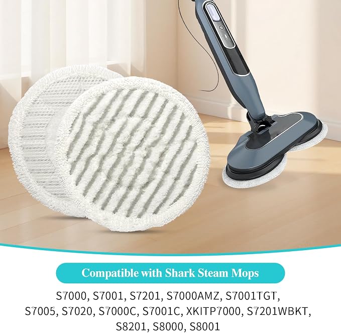8 Pack Replacement Pads for Shark Steam Mop with Laundry Bag | for Shark S8201 S8001 S7001 S7201 S7000AMZ S7000 S7005 S7020 S7001C, Washable Steam and Scrub Mop Pads for Various Floors