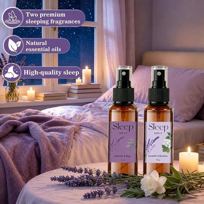 SCENTORINI Sleep Spray, 5.07 oz Pillow Spray with Lavender Essential Oil | Lavender & Gardenia, Sage Scent for Sleep Calming, Pillow Mist for Bedding, Liners, Sheets, Room Spray Air Freshener