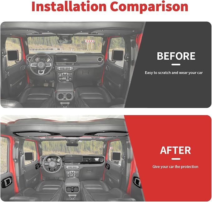 21PCS Full Set Interior Trim Kit for 2024-2026+ Jeep Wrangler JL JLU & Jeep Gladiator JT, Dashboard Side Outlet Door Handle Bowl Headlight Switch Roof Reading Light Cover (Black Carbon Fiber)