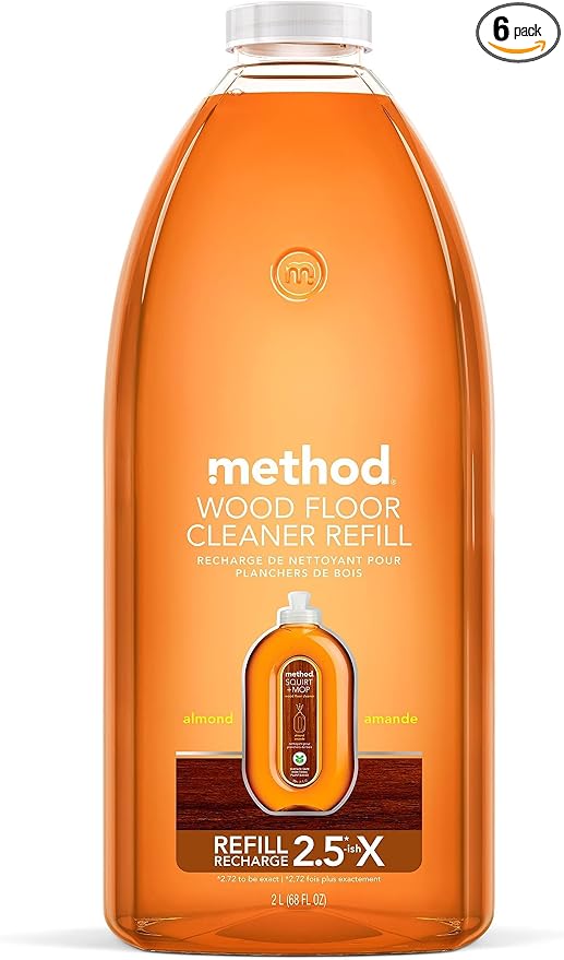 Method Squirt + Mop Hardwood Floor Cleaner Refill, Almond, 68 Ounce (Pack of 6)