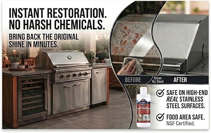 CLEAN MY STEEL Stainless Steel Rust Remover Cream 8.5 oz | NSF certified rust remover cream. Safe for home appliances and sinks