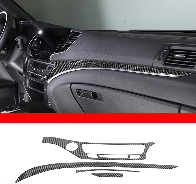 Black Carbon Fiber Interior Decoration Trim Kits, Center Console Trim Cover Sets for Honda Pilot 2016-2022, Center Consoles Cover Decals Protector