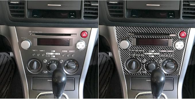 JKYUKU Real Carbon Fiber for Subaru Accessories Center Console Ac Control | for Legacy/Outback 2005-2009, Black Center Console Ac Control Knob Cd Radio Buttons Panel Sticker, Premium Sporty Look