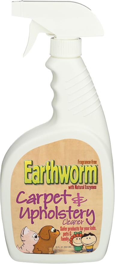 Earthworm Carpet & Upholstery Cleaner Spot & Stain Remover - Natural Enzymes, Safer for Family, Environmentally Responsible - 22 oz