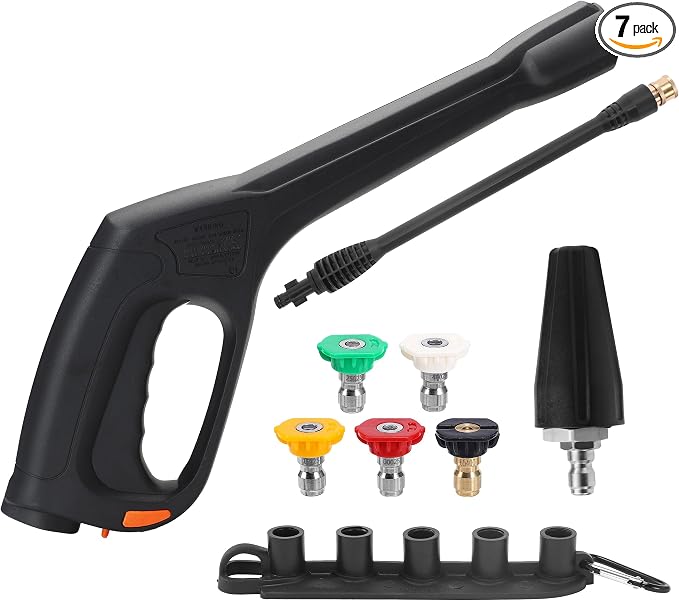 FIXFANS Pressure Washer Gun Kit, Replacement Wand, Turbo Nozzle, 5 Tips | Compatible with Some of Portland Husky Black Decker Ford Pulsar ShopForce Taskforce Powerwasher Taskmaster, 2000PSI