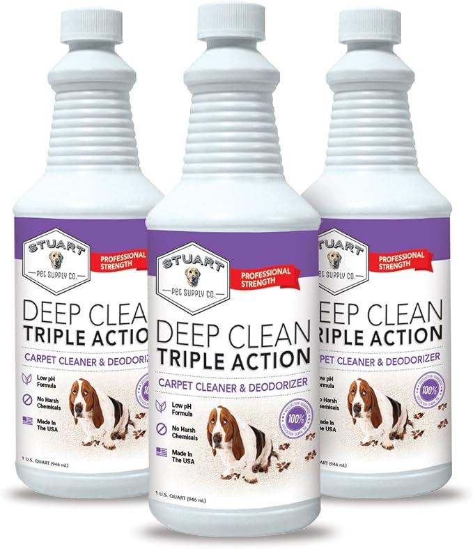 Stuart Pet Supply Co. Professional Strength Deep Clean (Gal.) 3X Carpet Cleaner Solution & Deodorizer, Concentrated Encapsulating Carpet Shampoo, Pet Odor & Dirty Carpet Cleaning Solution 128 fl oz.