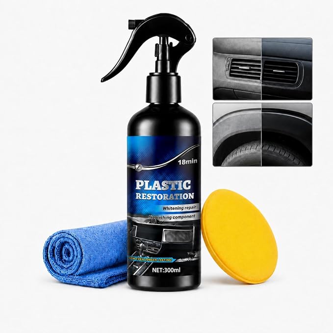 Back to Black Plastic Restorer Spray, 10oz Trim and Bumper Restoration Kit | Ceramic coating & carnauba wax formula with UV protection. Non-greasy dry touch finish for car interior & exterior trim.