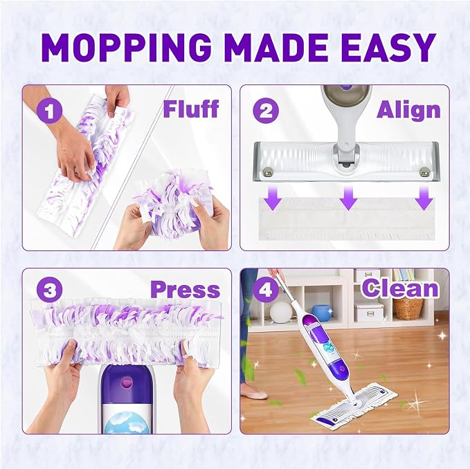 50 Count Thickened Disposable Power Mop Pads Refills for Swiffer PowerMop | Multi-Surface Mopping Pad Disposable Replacement Mop Pads Compatible with Swiffer PowerMop,Safe on All Finished Floors