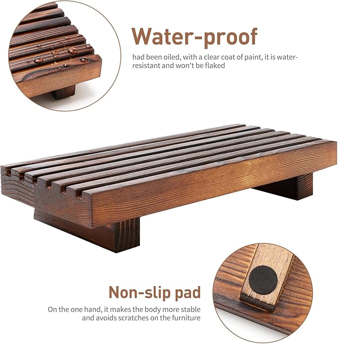Kitchen Sink Tray for Bathroom Counter Decorative Wooden Riser Soap Holder | Small Dish Soap Dispenser for Bathroom Decor Farmhouse Kitchen Accessories Wood Pedestal Stand Countertop Sponge Vanity Trays