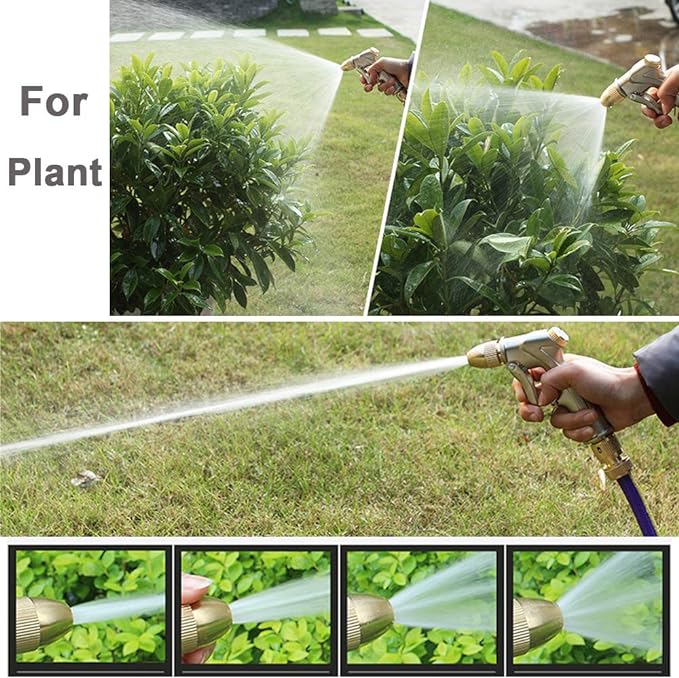 FANHAO Upgraded 100% Metal Garden Hose Nozzle Heavy Duty, High Pressure | Rustproof Water Nozzle Leak Proof, Hands-Free Lock, 4 Adjustable Patterns Sprayer for Watering Plant, Washing Car, Patio, Pet