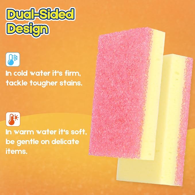 LAUNDRYLUX Scrub Sponge, Dual-Sided Temperature-Responsive Scrubber - Non-Scratch - Multipurpose Dish Sponges for Kitchens, Bathrooms, and Outdoor Use - 12 Pack
