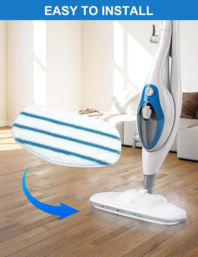 8 Pack Pur Steam Mop Pads Compatible with PurSteam ThermaPro 10-in-1 and 211 Steam Mop Cleaner Microfiber Pur Steam Mop Replacement Pad Washable Reusable Steam Mop Pads for Steamer Floor Cleaning
