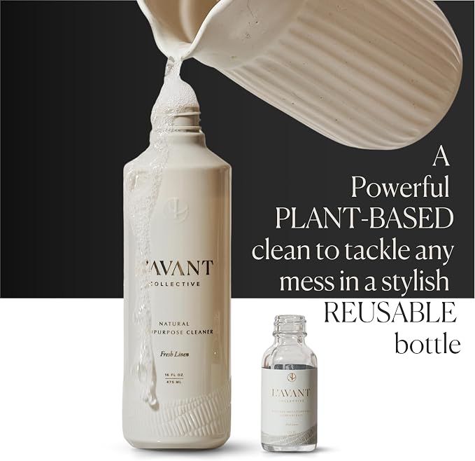 L'AVANT Collective Luxury Multipurpose Surface Cleaner | All Purpose Cleaning Spray, Plant-Based & Non-Toxic, EPA Safer Choice, Refillable recycled plastic bottle | 16 Fl Oz | Fresh Linen