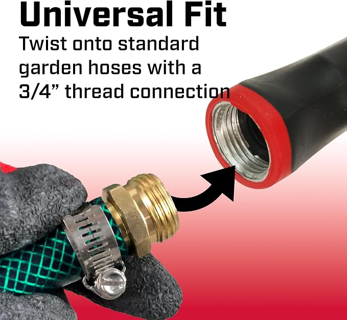 Chapin 4699: Firefighter Water Cannon Hose Nozzle, Fireman Spray Nozzle with Ergonomic Grip and Threaded Hose Connection, Adjustable Twist Nozzle, Lever On/Off Control, Red/Black