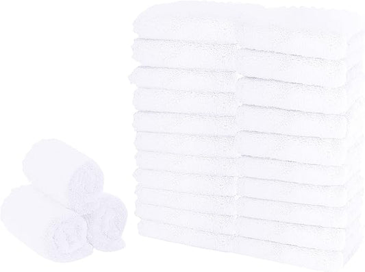 Sunny zzzZZ 24 Pack Kitchen Dishcloths - Does Not Shed Fluff - Reusable Dish Towels, Dish Cloths, Super Absorbent Coral Fleece Cleaning Cloths, Nonstick Oil Washable Fast Drying, 10 x 20 Inch (White)