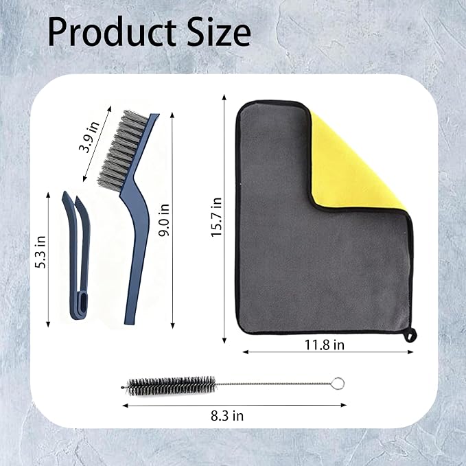 10-Piece Heavy-Duty Scrub Brushes Set with Bird Bath Scrubber and Crevice Tools for Outdoor, Kitchen, Bathroom, Tire & Wheel(Grey)