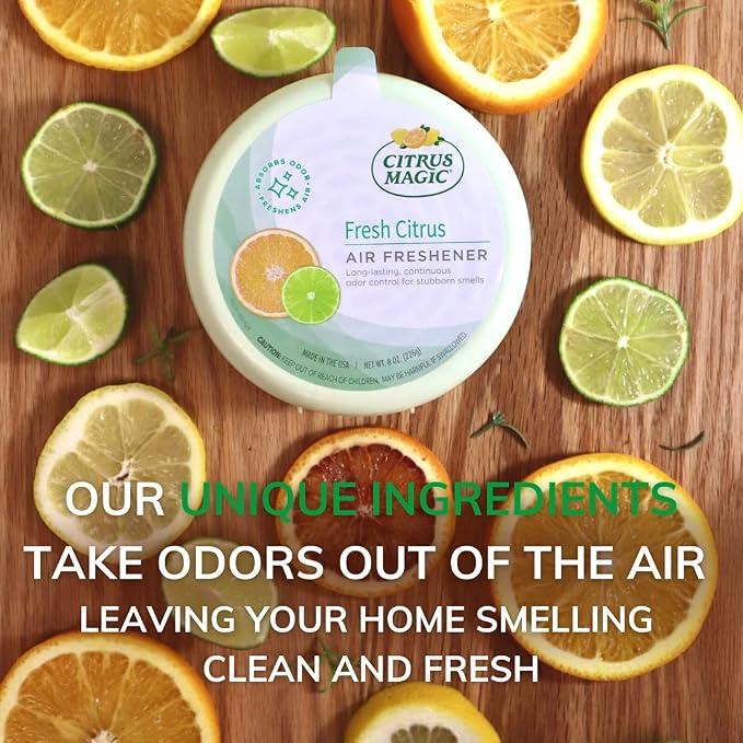 Citrus Magic Odor Absorbing Solid Air Freshener, Fresh Citrus, 8-Ounce, (Pack of 3)