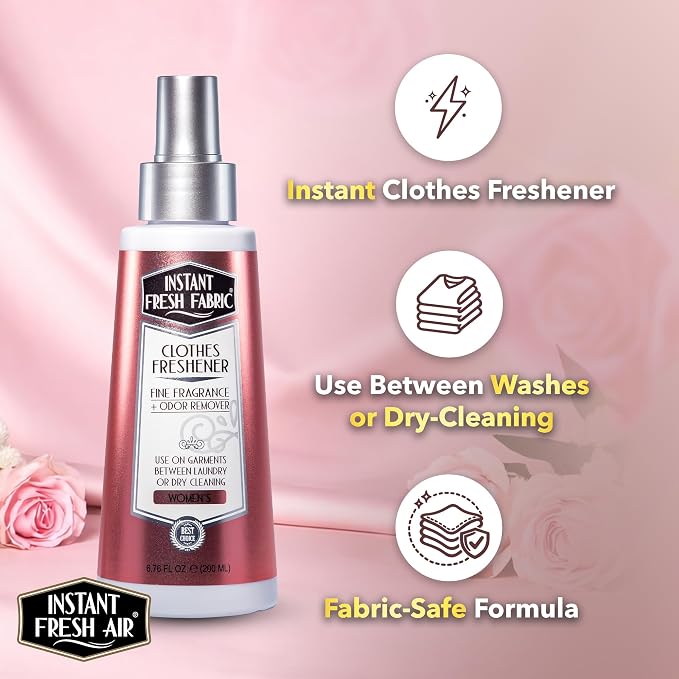 Clothes Freshener Spray & Deodorizer Odor Eliminator - Works Instantly with Noxban™ - Fine Fragrance Fabric Refresher & Odor Neutralizer - Safe for Garments, Linens, Bedding - Women