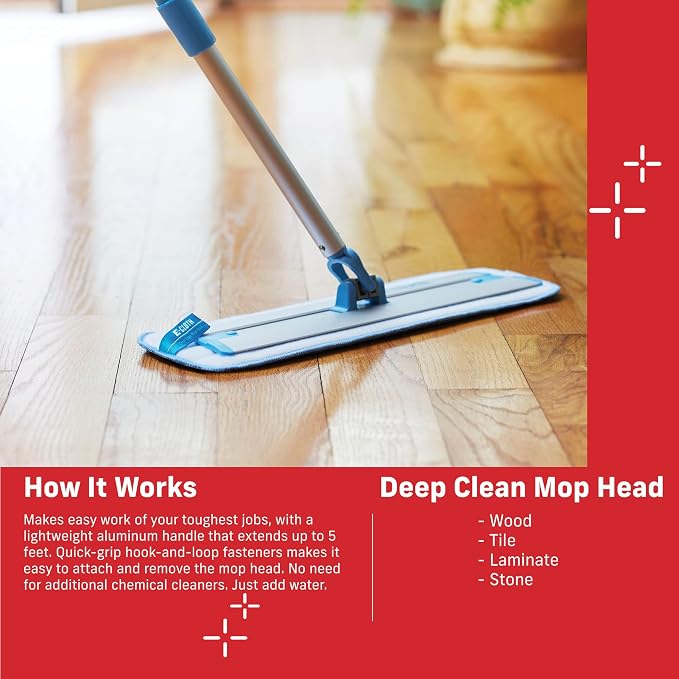 E-Cloth Mop Head Replacement, Reusable Mop Pads - 1 Pack | Washable Replacement Pads, Multi-Surface Floor Cleaning Cloths, Hardwood, Tile & Laminate