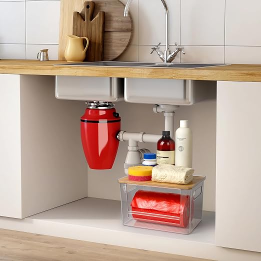 2-in-1 Stackable Trash Bag Dispenser & dishwasher pod holder with Wooden Top – Garbage Bag Holder for 13-33 Gallon Bags – Trash Bag Dispenser Under Sink with Anti-Slip Base for Laundry Detergent Pods