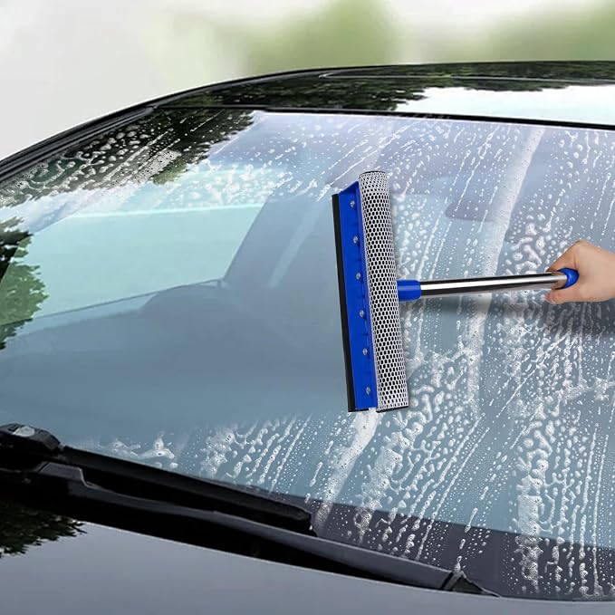Conliwell Car Windshield Squeegee wtih 15-23inch Handle, Car Window Cleaning Tool Extendable Handle Inside Glass Wiper Kit, Supplies Suitable for Trucks, SUVs, RVs Window, Blue
