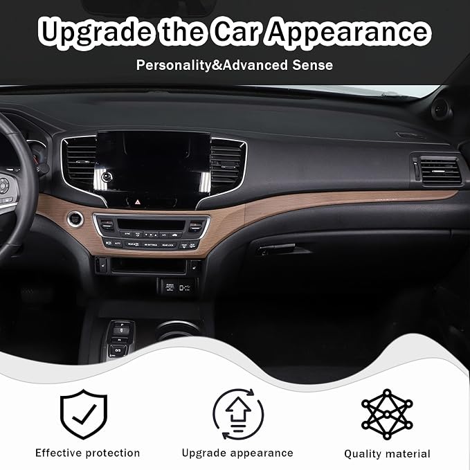 Center Console Dashboard Panel Strip Trim for Honda Pilot 2016-2022 Interior Decorative Cover Protector Accessories Anti Scratch ABS Material (Pear Wood Grain)