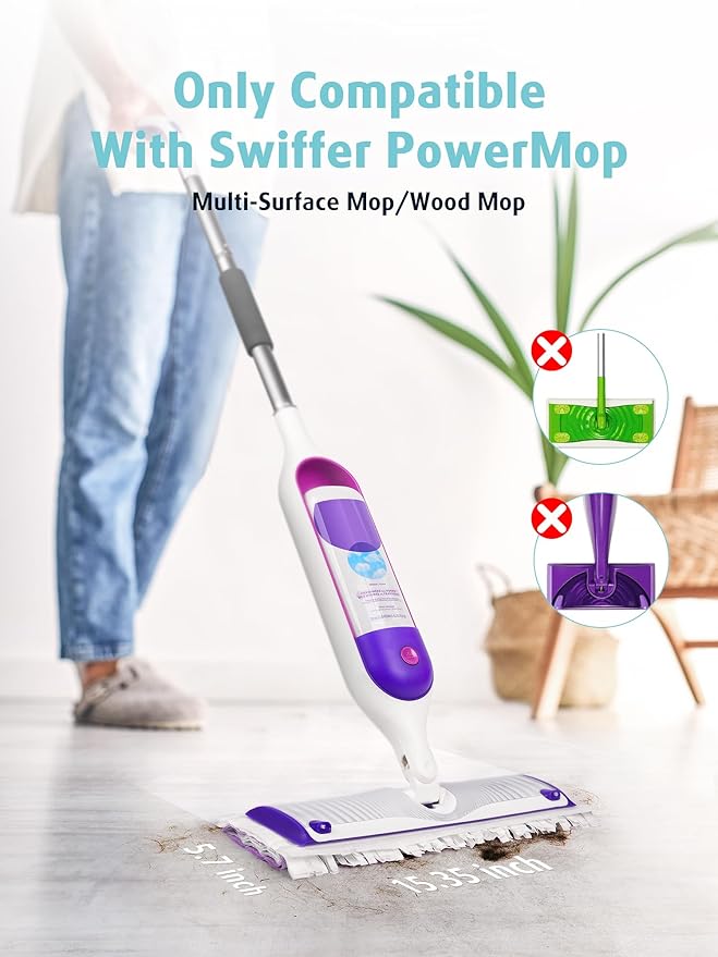 AIR U+ 24 Pack Disposable Power Mop Pads Refills for Swiffer Power Mop | Unscented 14-Layer Thickened, Wet and Dry Use, Multi-Surface Replacement Mopping Refills Pads for Floor Surface Cleaning