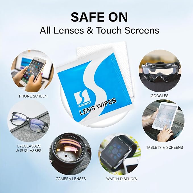 120 Count Lens Wipes for Eyeglasses, Eye Glasses Cleaner Wipes for Phone | Streak-Free & Scratch-Free Pre-moistened Lens Cleaning Wipes, Individually Wrapped Glasses Wipes for Sunglass & Touchscreens.