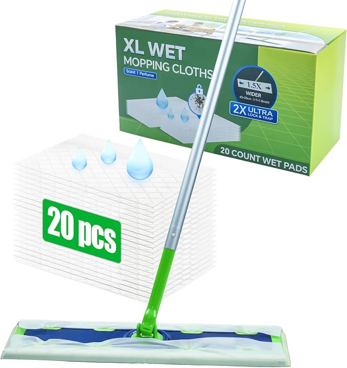 20 Count XL Wet Pads Refills for Swiffer Sweeper XL Mop | Disposable X-Large Wet Mopping Cloths, Multi-Surface Floor Cleaning, Good Solution for Pet Hair (Mop not Included)