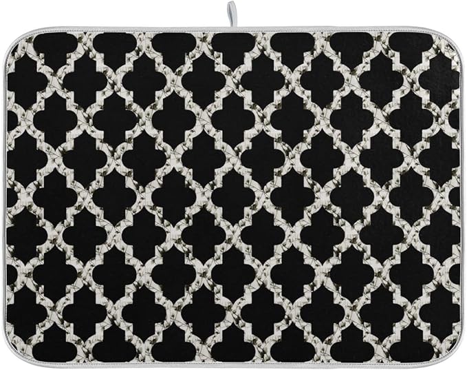 Super Absorbent Dish Drying Mat, Microfiber Fast-Drying Dish Mat, 24" x 18", Kitchen Dish Drying Pad, Geometry Texture Classic Modern