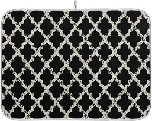 Super Absorbent Dish Drying Mat, Microfiber Fast-Drying Dish Mat, 24" x 18", Kitchen Dish Drying Pad, Geometry Texture Classic Modern