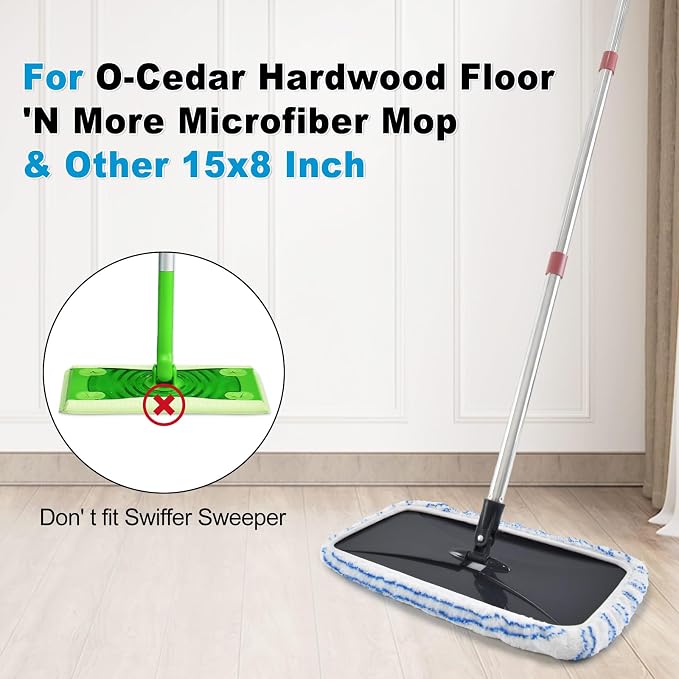 8 Pack Mop Heads Replacements for OCedar Hardwood Floor 'N More Microfiber Mops,Terry Cloth Mops Refills 15 x 8 Flat Dust Mop Pads for O Cedar mop, Washable Mopping Pads(Mop Handle Not Included)