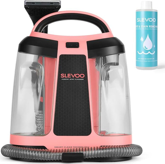 Slevoo 450W Portable Carpet Cleaner Machine with 1 Bottle Cleaning Solutions, Strong Suction Upholstery and Furniture Cleaner for Cleaning Stairs, Car Interiors, for Pet Footprint, Dust, Oil