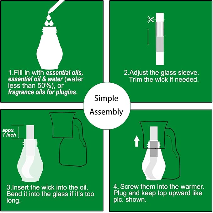 Blank Plug in Air Freshener Polarized Wall Plug Oil Diffuser for DIY Characteristic Home Scent from Natural Essential Oil, EO+Water, Fragrance Refill (White 1 Set)
