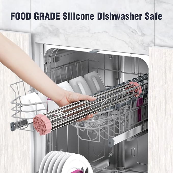 Tomorotec 21" x 15.5" Roll Up Dish Drying Rack Over Sink Drying Rack Sink Cover Kitchen Sink Accessories Gadget Multipurpose Organizer Foldable Stainless Steel Drainer
