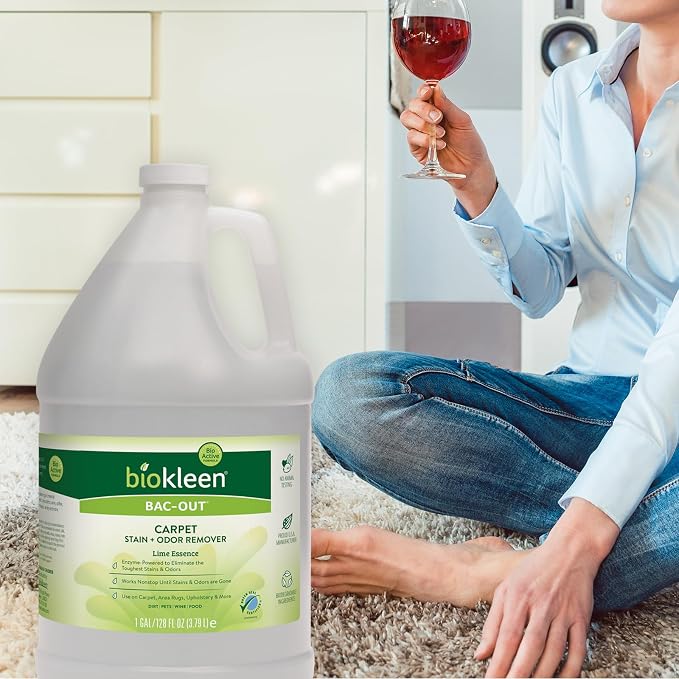 Biokleen Bac Out Enzyme Cleaner, Stain & Pet Odor Eliminator, Lime Scent | Pet Stain Remover for Carpet, Enzymatic Cleaner for Dog Urine, Cat Urine Enzyme Cleaner Destroyer, Eco-Friendly, Non-Toxic