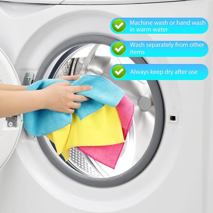 Forggon 15pcs Microfiber Cleaning Cloth Lint Free, Absorbent, Streak Free, Non-Abrasive, Reusable and Washable，Cleaning Towels with 5 Color Assorted,11.5"X11.5"(Green/Blue/Yellow/Pink/Grey)