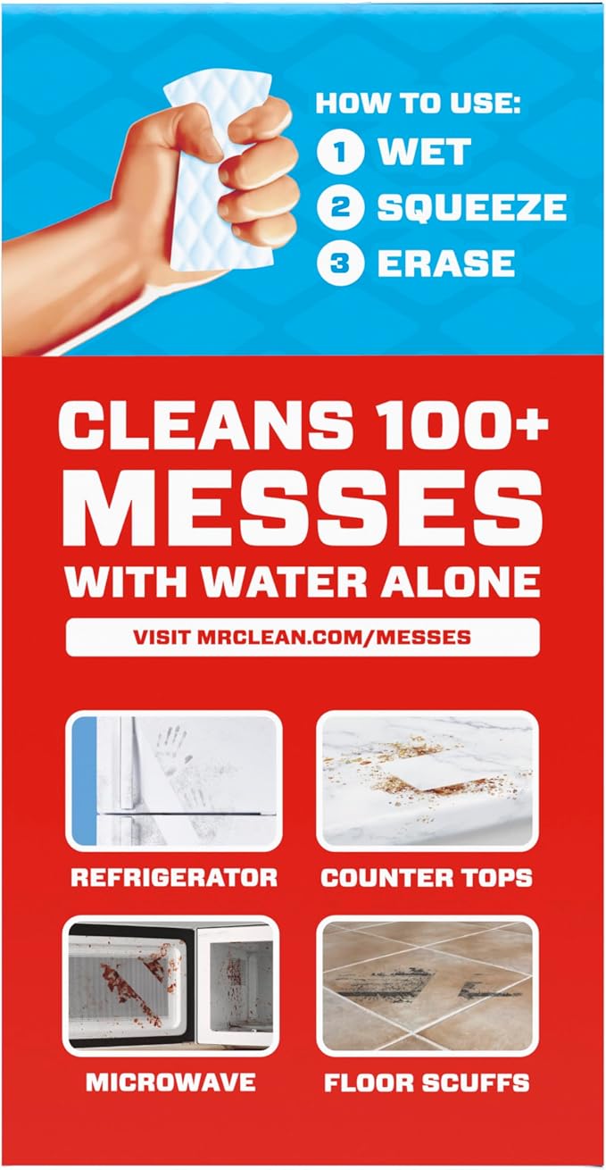 Mr. Clean Magic Eraser, All Purpose Cleaner, Cleaning Scrubber, Wall, Sneaker, Kitchen, Bathroom, Shower, Melamine Sponge, Pads, Extra Durable, 7ct