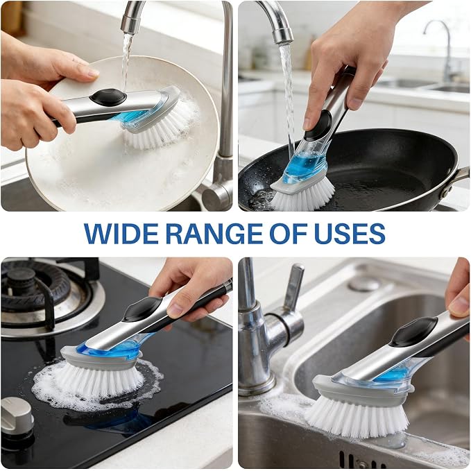 Dish Brush Refills 4 Pack, Grey Replacement BrushHeads Compatible with OXO Dish Brush & OXO DishScrubber