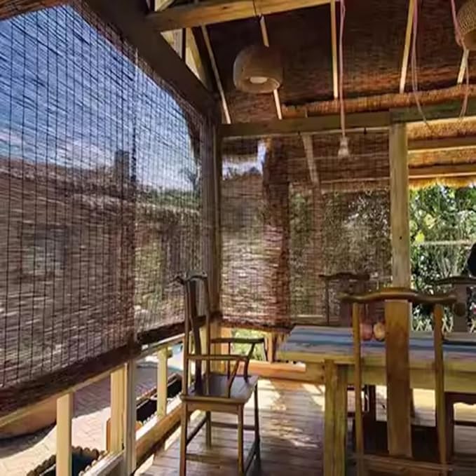 Outdoor Roller Blinds, Retro Bamboo Roll-Up Shades Anti-UV And Waterproof, Bamboo Blinds For Indoor/Outdoor Porch Privacy, Lifting, Sun Protection 18" 24" 36" 48" 56" 60" 72"W, Cordless ( Size : 46x72