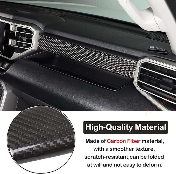 Carbon Fiber Center Control Panel Dashboard Strips Trim Sticker Fit Toyot@a Tundra/Sequoia 2022-2024 Center Console Molding Panel Cover Dashboard Central Control Strip Interior Decorative Accessories