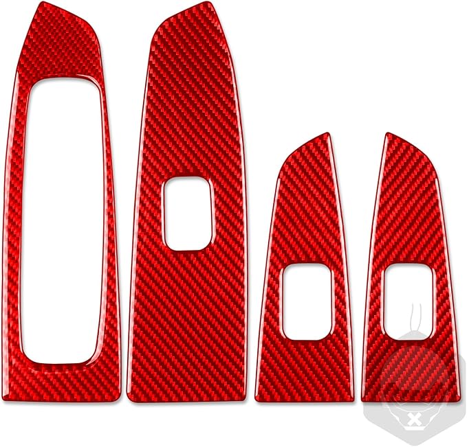 Red Real Carbon Fiber Trim for KIA Forte K3 Accessories | for 2019 2020 2021 2022 2023 2024 Window Lift Button Panel Sticker Interior Thick Overlay Decal