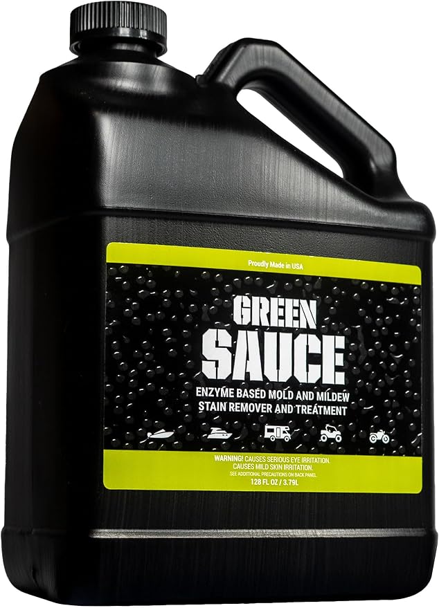 Boat Bling Green Sauce Enzyme-Based Stain Remover for Boats, 1 Gallon | Enzyme-based stain remover breaks down interior and exterior stains; fiberglass, vinyl, fabric and carpet