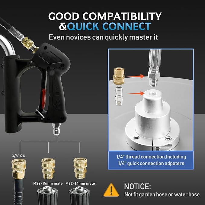 RAYNEL 20" Pressure Washer Surface Cleaner, Power Washer Accessory | Stainless Steel Housing, 4 Wheels, Dual Handles, 2 Hose Adapters, 5 Spray Nozzles & 4 Replacement Nozzles, Max 4000 PSI